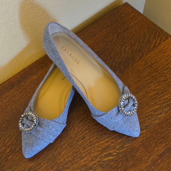Talbots Shoes - Talbots Gray Flannel Bejeweled Flats